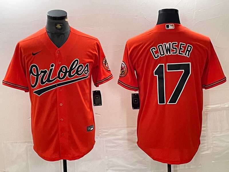 Men%27s Baltimore Orioles #17 Colton Cowser Orange Cool Base Stitched Jersey